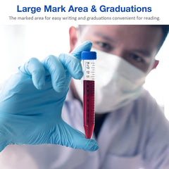 Non- Sterilized Transparent 15ml Graduated Centrifuge Tube, Polyproplyene, Conical Bottom,Leak Proof Tubes Pack of 50