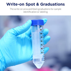 Non- Sterilized Transparent 50ml Graduated Centrifuge Tube, Polyproplyene, Conical Bottom,Leak Proof Tubes Pack of 50