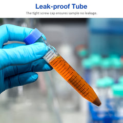 Non- Sterilized Transparent 15ml Graduated Centrifuge Tube, Polyproplyene, Conical Bottom,Leak Proof Tubes Pack of 50