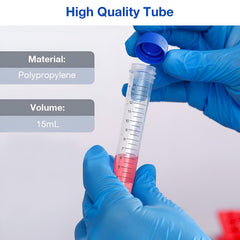 Non- Sterilized Transparent 15ml Graduated Centrifuge Tube, Polyproplyene, Conical Bottom,Leak Proof Tubes Pack of 50