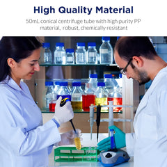 Non- Sterilized Transparent 50ml Graduated Centrifuge Tube, Polyproplyene, Conical Bottom,Leak Proof Tubes Pack of 50